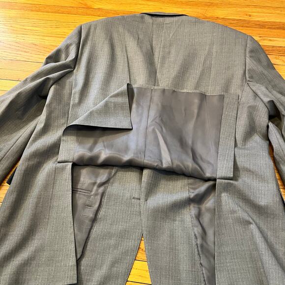 ENZO Sport Coat Mens 44 Striped Two Button Double Vented Blazer Gray - Picture 5 of 12